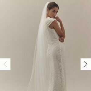 Anthropologie BHLDN Magdelena Ivory Cathedral Veil Wedding Bridal 108"L